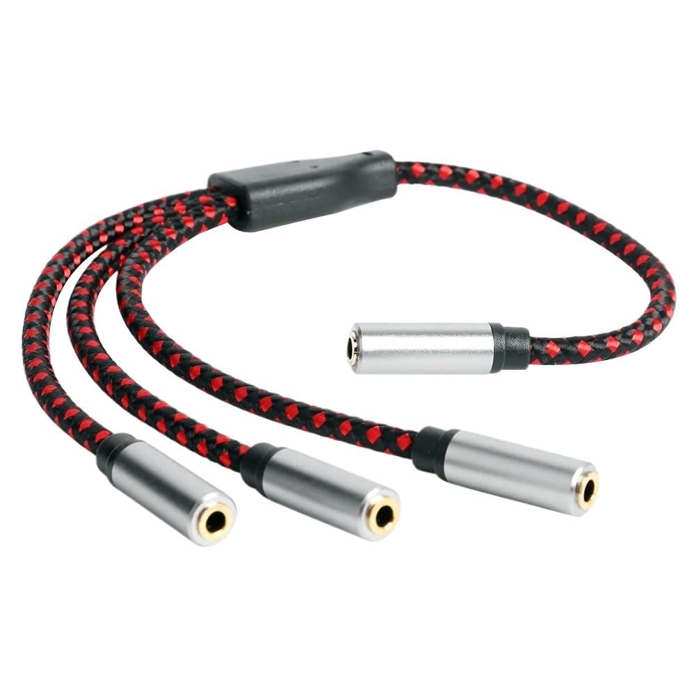 Rozdzielacz słuchawek 3,5 mm 3-drożny Aux męski na żeński adapter audio potrójny kabel rozdzielacza stereo (3-biegunowy 1 kobieta 3 żeński)