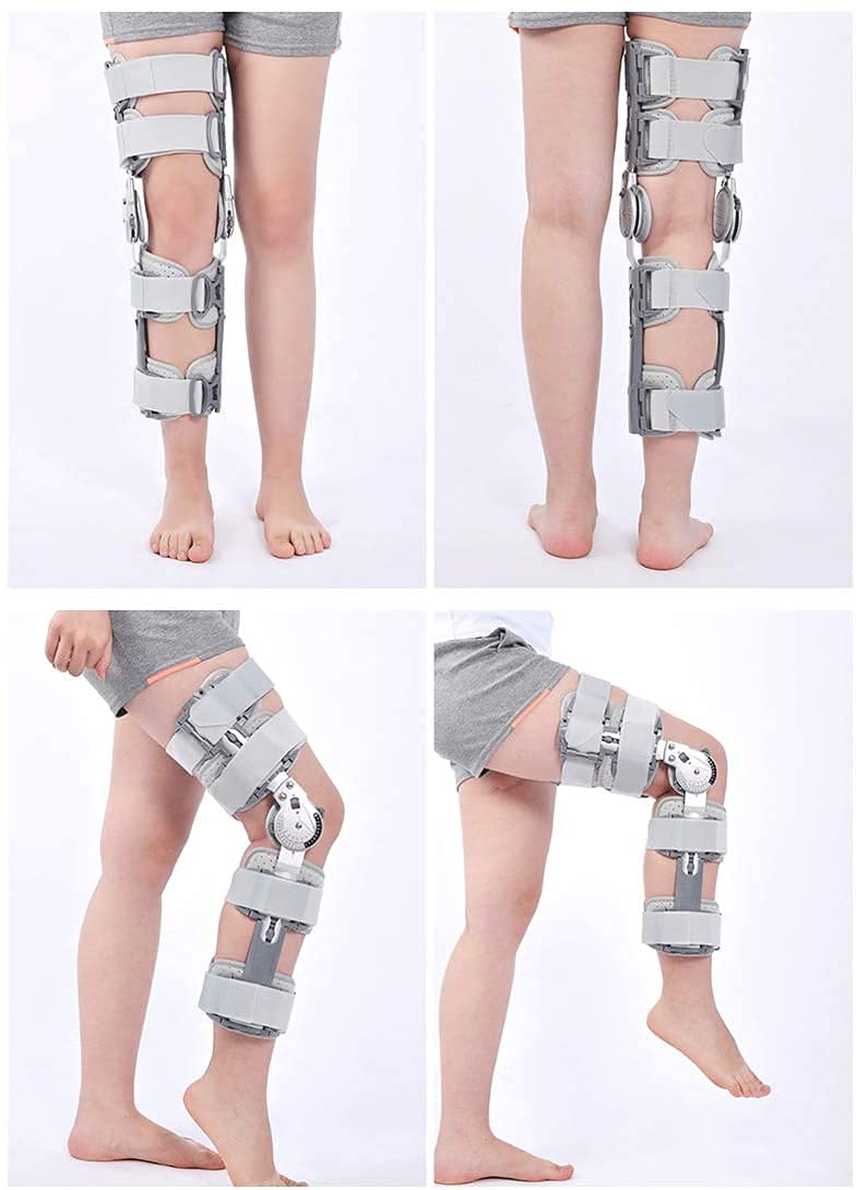 Aufklappbare Rom-Kniebandage mit Riemen, verstellbare Patellabandage nach der Operation, für Acl/Pcl, Bänder verletzt und gebrochen, Universalgröße