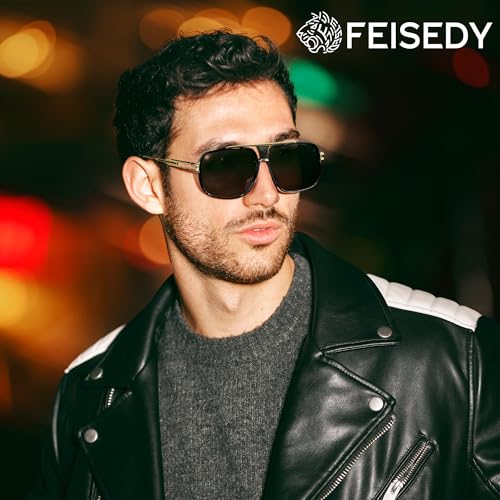 FEISEDY Sunglasses Mens Oversized Retro Metal Steampunk Shades Sunnies Fishing Driving B02722