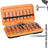 42 in 1 Magnetischer Schraubendreher Set, Ratschenschraubendreher Magnetisch, 42 in 1 DIY Schraubendreher Set Ratschengriff Abnehmbares Vielseitiges Toolkit für PC, Möbel, Fahrrad (Orange)