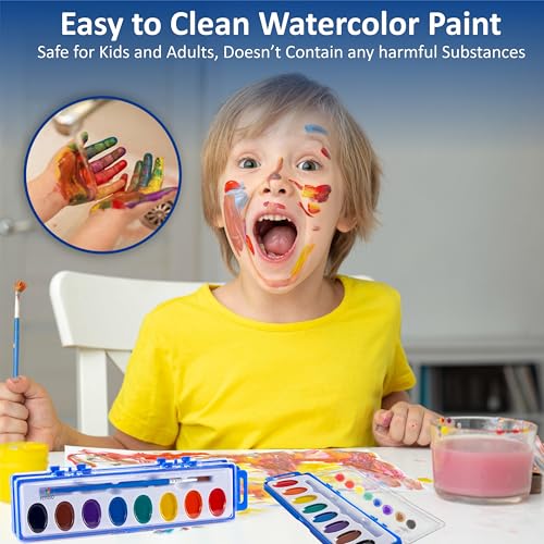 Image of 12 Pack Water Color Paint Sets for Kids - Non-Toxic 8 Color Kits
