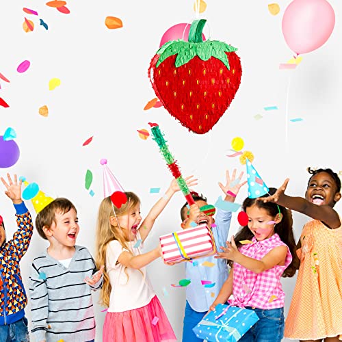 17 Inch Strawberry Pinata With Stick Eye Mask Confetti For Kids Boys Girls Strawberry Party Fruit Summer Theme Birthday Party Baby Shower Decorations Party Game Supplies #TOP6