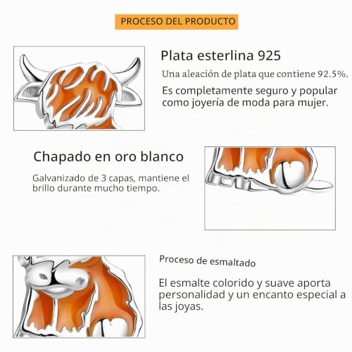 Pendientes de plata 925 de animales para niñas: koala y vaca 5