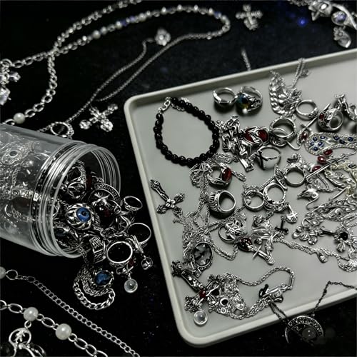 Image of Mystery Jewelry Jar Set 33-35 Pcs Surprise Jewelry Box for Women | Includes Necklaces, Earrings, Rings and Bracelets, Alternative Fashion Romantic Present for Her, Halloween&Christmas day