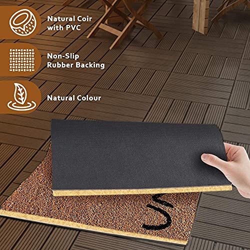 Image of Onlymat Funny Quote Printed Anti-Slip Doormat (Black, Brown) Shaped Entryway Rug Natural Coir with PVC Backing for Outdoor, Entrance, Home Mats Floor Door, Hall, Drawing, Living Room (75 x 45cm)