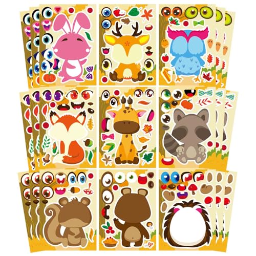 27 Sheets Fall Stickers for Kids Toddles, Make a Face Stickers, Make...