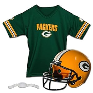 Franklin Sports NFL Green Bay Packers Kids Football Set, Includes Helmet, Chinstrap and Jersey