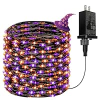 66Ft 200 LED Halloween Fairy Lights Plug in, 8 Modes String Lights with Timer for Outdoor & Indoor, Waterproof Twinkle Lights for Bedroom Garden Party Patio Halloween Decorations (Purple&Orange)