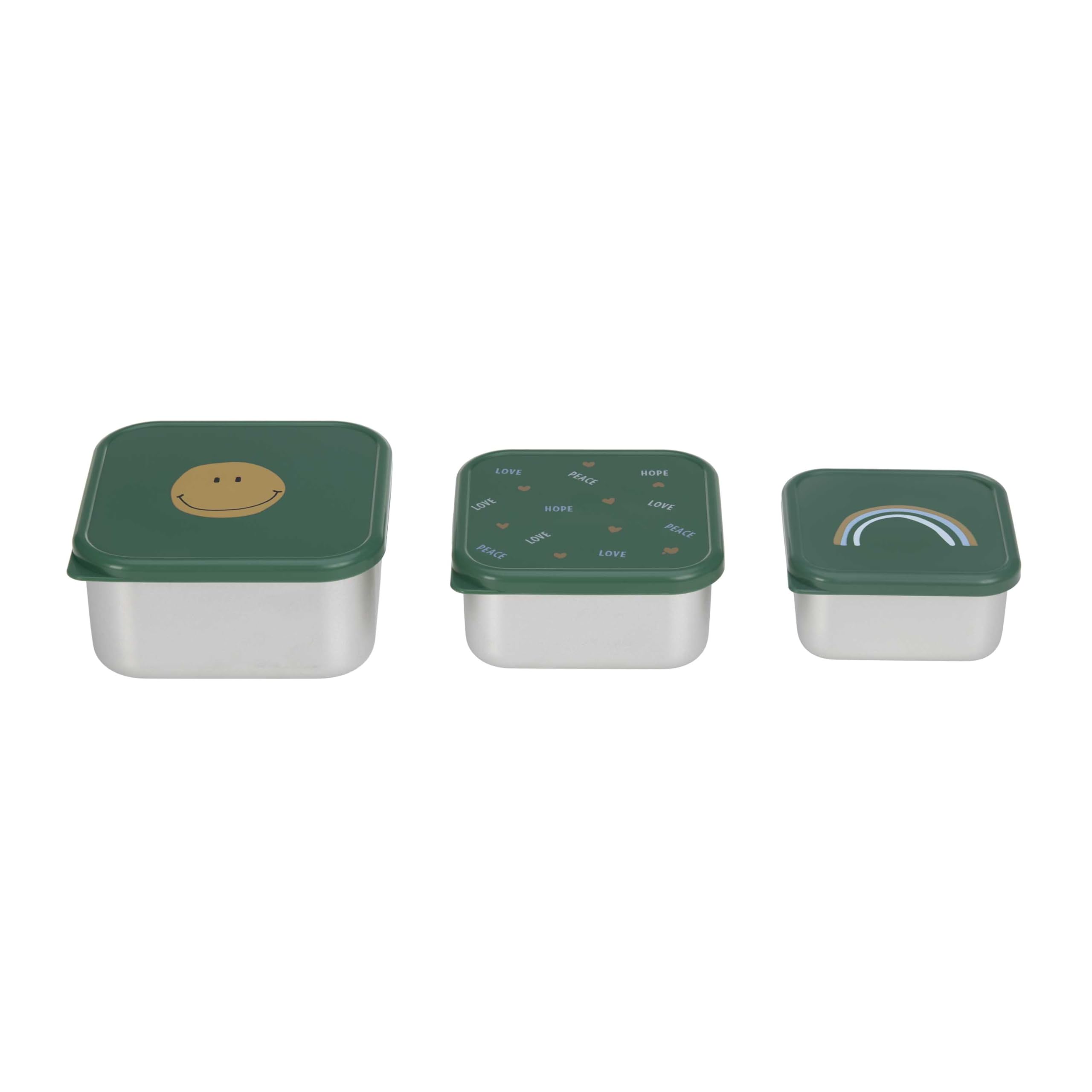 Lässig Snackbox enfants Set 3 en acier inoxydable boîte à pain/Snackbox Stainless Steel Happy Rascals Smile