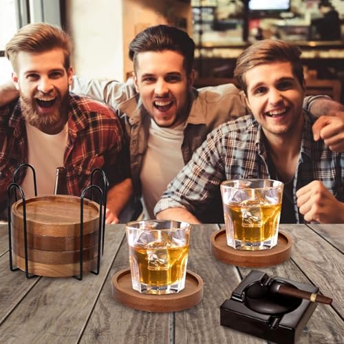Image of Wooden Trivet for Dining Table - Bamboo Heat Resistant Pad with Anti-Slip Grip Mats, Round Hot Pot Holder and Pan Stand for Kitchen Countertop Protection (Wood Coaster 6 pcs, Pack of 6)