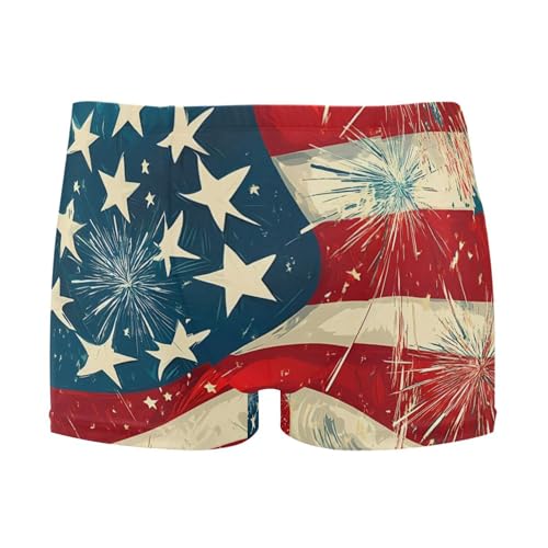 July 4th Independence Day American Flag Mens Swim Trunk Swimwear Swim Brief Square Leg Board Short S S0407082