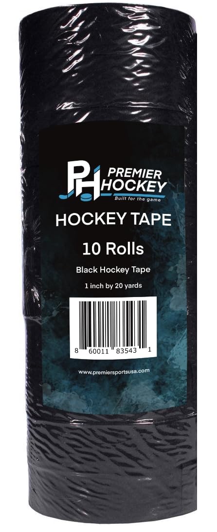 Premier Sports – 10-Pack Cloth Black Hockey Stick Tape, Strong Grip, Long-Lasting Adhesive Stick Tape for Hockey, Baseball, Lacrosse & Softball – Pro