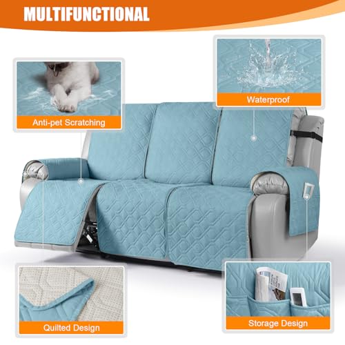 Image of VANSOFY Waterproof Recliner Couch Covers Washable, Azuree,3 Seater | 1-Piece, Non-Slip with Elastic Straps, Sofa Cover with Pocket for Dogs, Pets