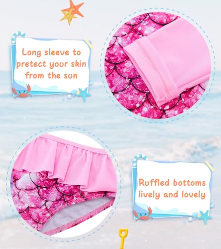 Image of UNIFACO Toddler Girls Swimsuit Rashguard Set Summer Beach Breathable Tankini with UPF 50+ Sun Protection 2-8T