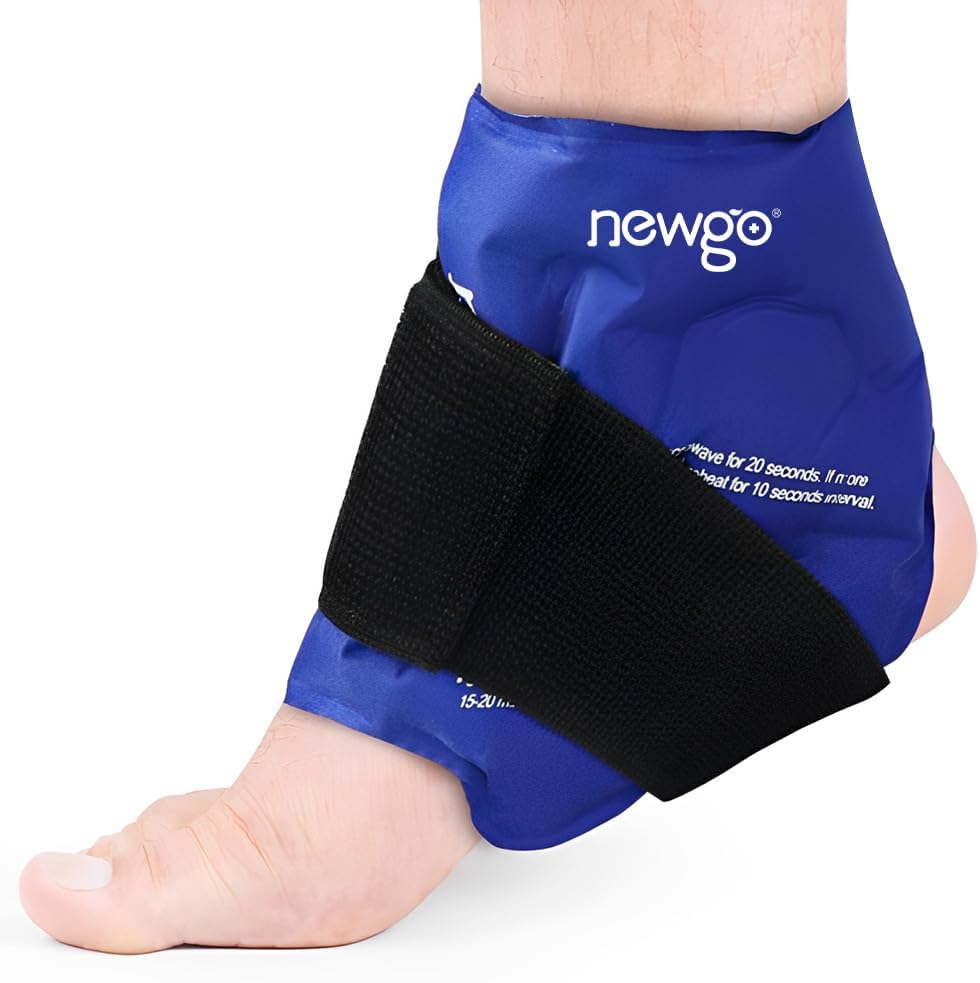 NEWGO Ankle Ice Pack Wrap Flexible Ankle Ice Pack for Injuries Reusable Gel, Cold Pack for Ankle Pain Relief Hot Cold Therapy Ankle Cold Wrap for Sprains, Achilles, Tendonitis and Swelling