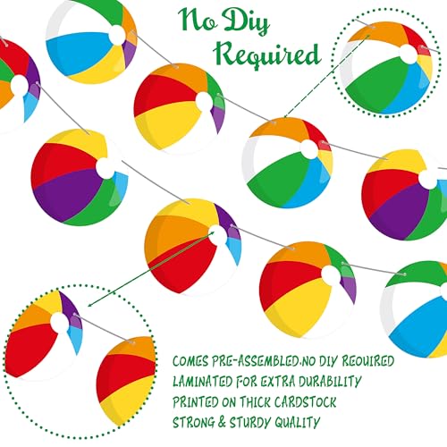 Image of 3Pcs Beach Ball Birthday Party Banners Beach Ball Birthday Party Decorations Summer Pool Theme Banner Garlands for Summer Theme Party Baby Shower Supplies