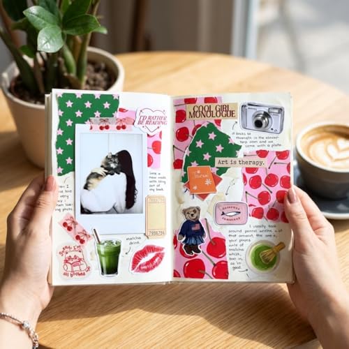 Image of Sunshine Club Aesthetic Junk Journaling & Scrapbook Kit | A5 Premium Notebook | 3 Playful Sticker Sheets | 25 Colourful Scrap Paper Sheets | 4 Note Cards | Perfect for Gifting