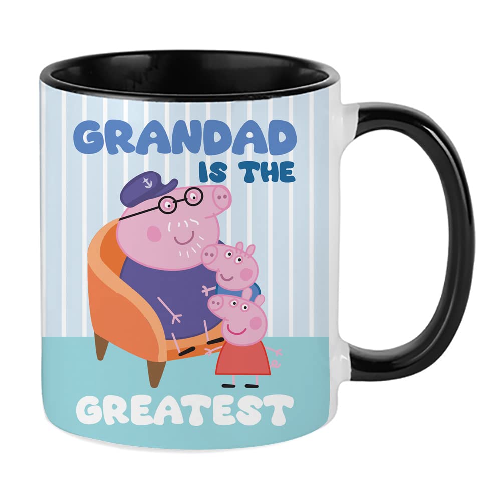 Father's Day Mug, Grandad Mug, Grandad is The Greatest, Pig Birthday Gift for Grandpa, Grandfather, Coffee Mug,Tea Mug Cocoa Soup Daily use Inside Coloured Ceramic Cup Mug. (Black)