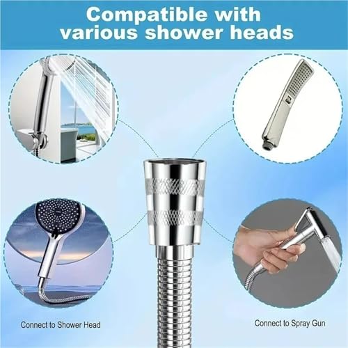 Manguera de ducha de acero inoxidable de 2 metros y tubo de extensión extensible para baño 5
