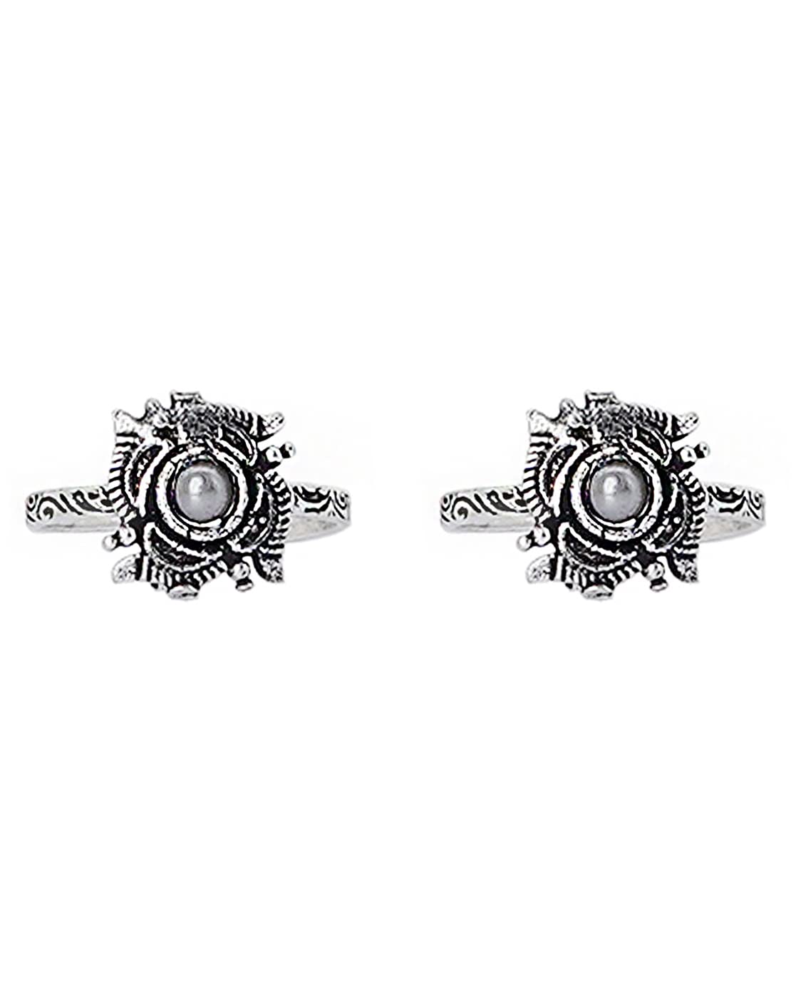 Niya White Stone Silver Oxidised Toe Rings for Women-image-41