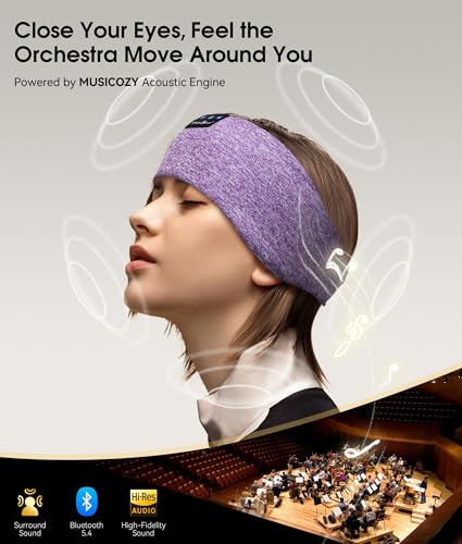 Image of MUSICOZY Sleep Headphones Bluetooth 5.4 Headband, Wireless Earphones Music Sleep Earbuds Sleeping Eye Mask with HD Stereo Speakers for Workout Running Travel Yoga, Ideal Gifts for Men Women Mom Dad