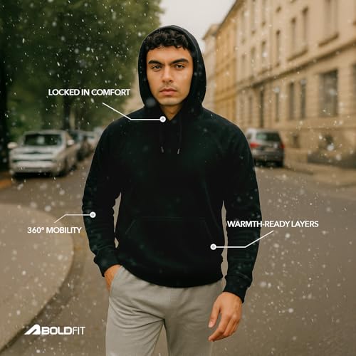Image of Boldfit Hoodies for Man Hooded Sweatshirt for Man Solid Hoodie for Men Stylish Huddy for Men Regular Fit Sweatshirts for Boys with Hoodie Mens Hooded Sweatshirt with Pockets