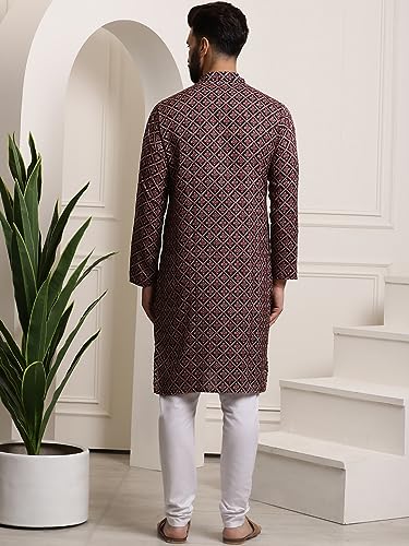 Image of SOJANYA (Since 1958 Men's Cotton Print Kurta & Churidar Pyjama Set