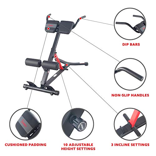 Sunny Health & Fitness Hyperextension Roman Chair With Dip Station - Sf-Bh620062 , Black #TOP2