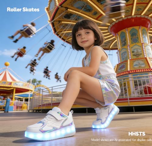 Image of HHSTS Kids Shoes - New Upgraded with Wheels LED Light Color Shoes Shiny Roller Skates Skate Shoes Simple Kids Gifts Boys Girls The Best Gift for Party Birthday Christmas Day