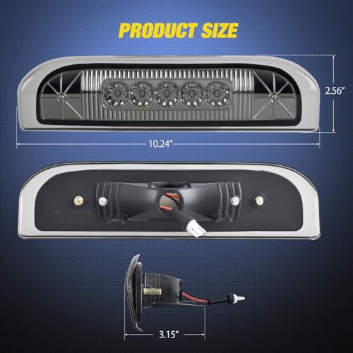 Image of Nilight Third Brake Light Tail High Mount 3rd Stop Lights Smoked Lens Compatible with Nissan Cube 2009 2010 2011 2012 2013 2014 Van SUV Rear Center Cab Lamp