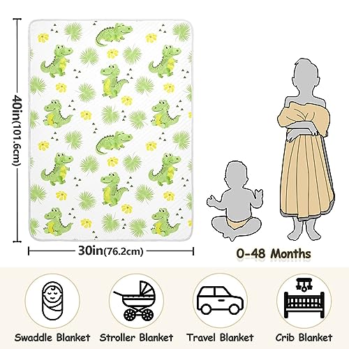 Image of Swaddle Blanket Crocodiles Alligators Palm Leaves Cotton Blanket for Infants Receiving Blanket Lightweight Soft Swaddling Blanket for Crib, Stroller, Nursery Blankets, 30x40In