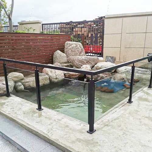 Stainless Steel Black Glass Balustrade Post, 35.8in Railing with Spigot Slots, Sturdy Base for Steps, Balcony, Stairway, Deck & Patio - Durable Mid Post Solution