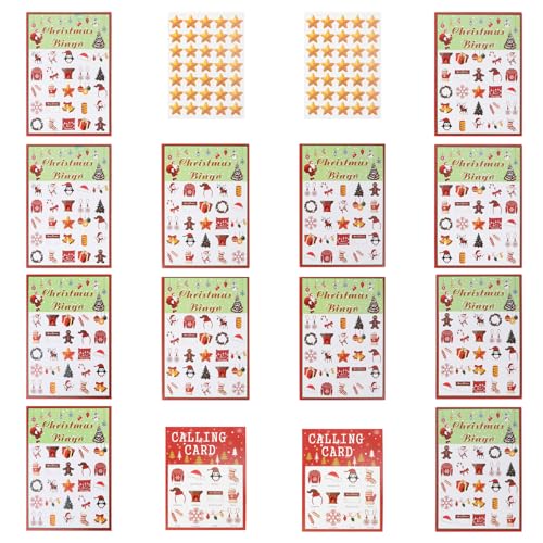 GARIOUANS Bingo Navideño 37 Tarjetas de Juego Reutilizables para 24 Jugadores Cartones de Bingo en Cartulina Resistente Diseño Temático de Navidad para Fiestas Familiares y Actividades