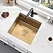 17 Inch Gold Undermount Bar Sink Workstation-Bokaiya 17x17 Inch Gold Bar Sink Wet Bar Sinks 16 Gauge Stainless Steel Single Bowl Kitchen Bar Sinks with Cutting Board