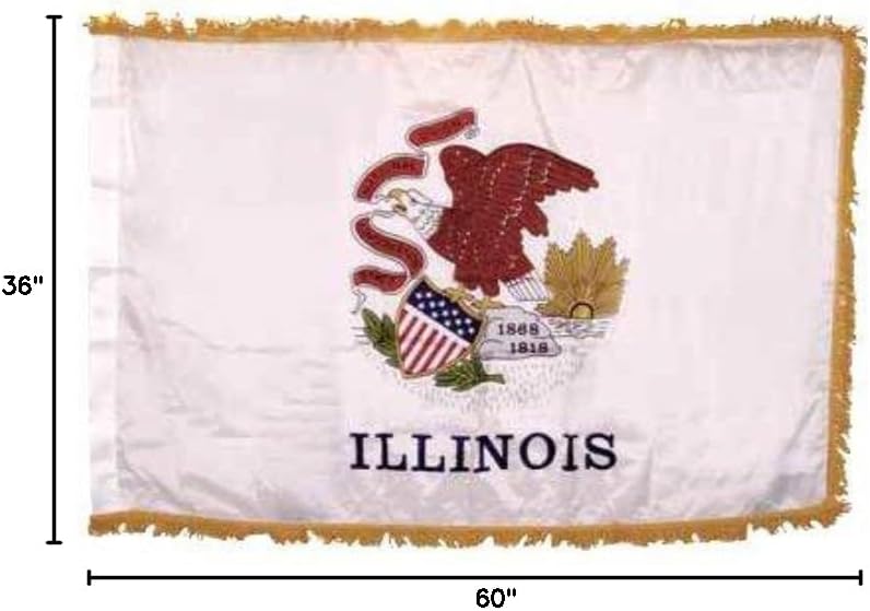 Illinois State Flag 3x5ft Nylon with Indoor Pole Hem and Fringe