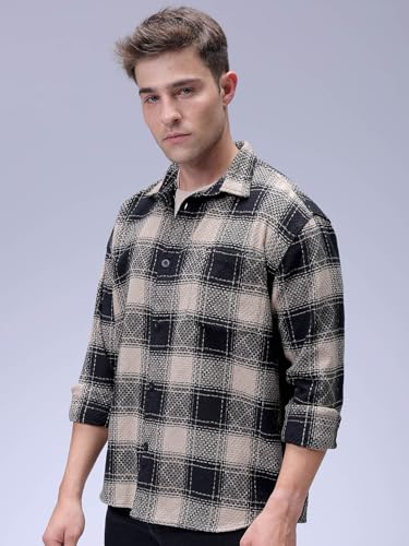 Image of The Indian Garage Co Men Relaxed Fit Checkered Full Sleeves Cutaway Collar Casual Shirt