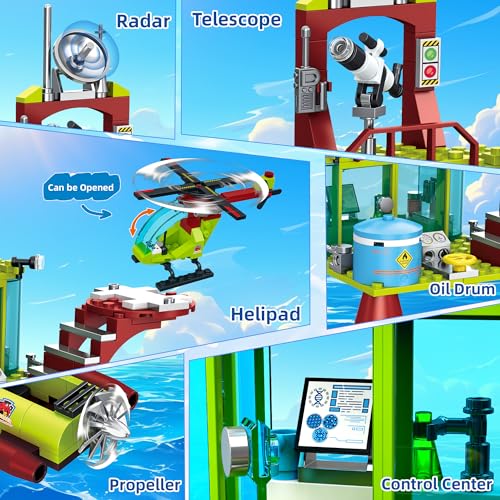 Image of Ocean Explorer Mosasaurus Dinosaur Building Set Compatible with Dinosaur Park World, Include Mosasaurus, Pterosaur, Boat, Helicopter, Research Station, Dino Toys Gift for Kids Boys Age 6-12