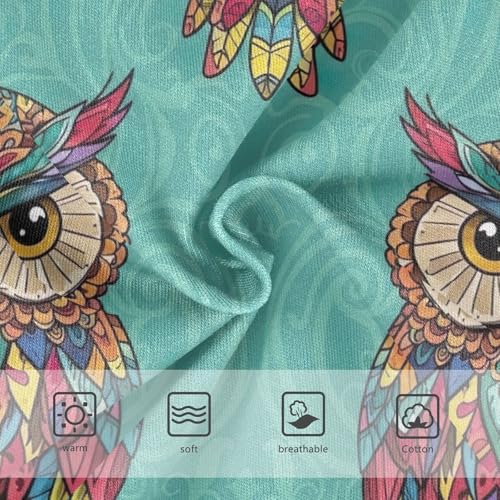 Vintage Ethnic Owls Green Girls Briefs, Toddler Girl Briefs, Girls Cotton Underwear, 2–8 Years3