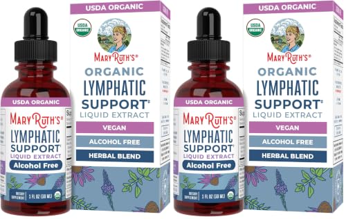 Image of MARYRUTH'S Lymphatic Support Liquid Drops USDA Organic | Herbal Blend with Echinacea & Elderberry | Blue Vervain | Vegan | Alcohol-Free | Non-GMO | 30 Servings (Pack of 2)