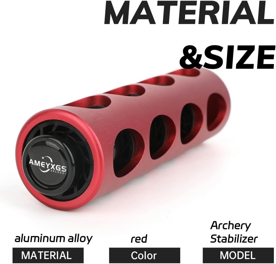 Archery Stabilizer Rod 6 Inch Shock Absorption Aluminum Alloy Vibration Rubber Damper for Recurve Compound Bow Hunting Shooting Accessories