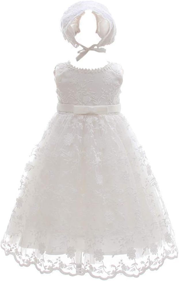Sleeveless Ivory Long Baby Girl Christening Baptism Dress Flower Girl Dedication Blessing Gown