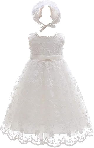 CareCheer Sleeveless Ivory Long Baby Girl Christening Baptism Dress Flower Girl Dedication Blessing Gown