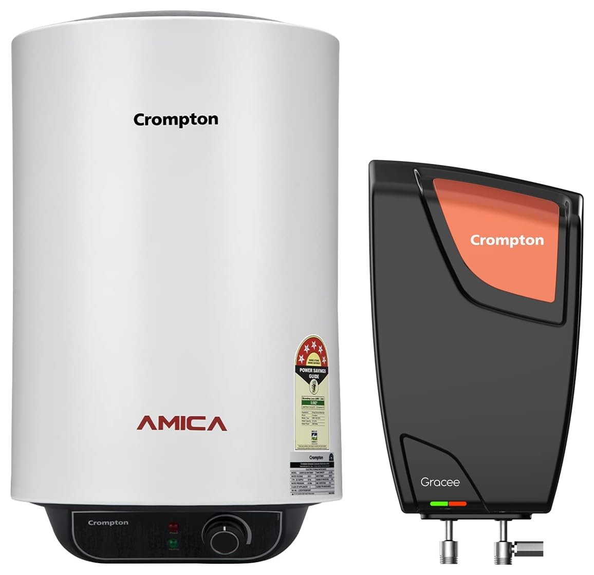 Crompton Amica 25-L 5 Star Rated Storage Water Heater (Geyser) (Black & White) & Crompton Gracee 5-L Instant Water Heater (Geyser) Crompton Amica 25-L 5 Star Rated Storage Water Heater (Geyser) (Black & White) & Crompton Gracee 5-L Instant Water Heater (Geyser)