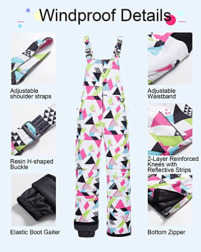Image of CREATMO US Girl's Snow Bibs Kids Ski Pants Waterproof Insulated Winter Overalls
