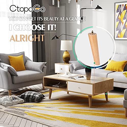 Ctopogo Wooden Solid Wood Round Furniture Legs 10 Inch Set Of 4 Mid-Century Modern Sofa Replacement Parts Couch Bed Coffee Chair Desk Table Feet Legs With Pre-Drilled Bolts #TOP4