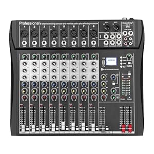 Depusheng DT8 Professional Mixer Sound Board Console 8 Channel Desk System Interface Digital USB Computer MP3 Input 48V Phantom Power Stereo DJ Studio FX Steel Chassis,Black