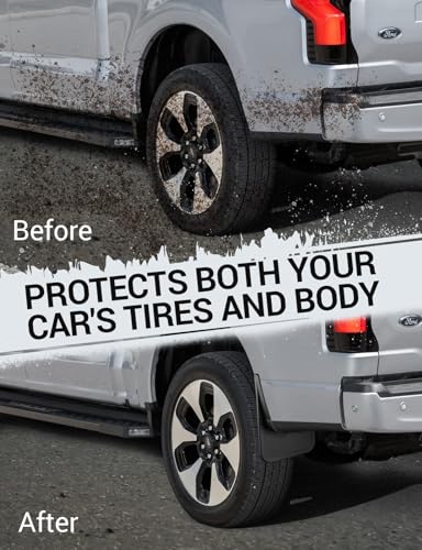 Image of Ecarzo Mud Flaps for F150 Lightning Accessories 2022 2023 2024 2025 All Weather Mud Splash Guards No Drilling Required Mudflap Front & Rear 4pc Set