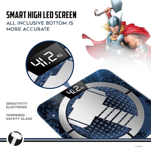 Image of Powermax BCA-140 THOR BMI Weight Machine for Body Weight, Digital Body Fat Analyzer & Smart Body Composition Weighing Scale, 13 Body Parameters, IOS /Android App Sync, 30 x 30 x 2.3cm