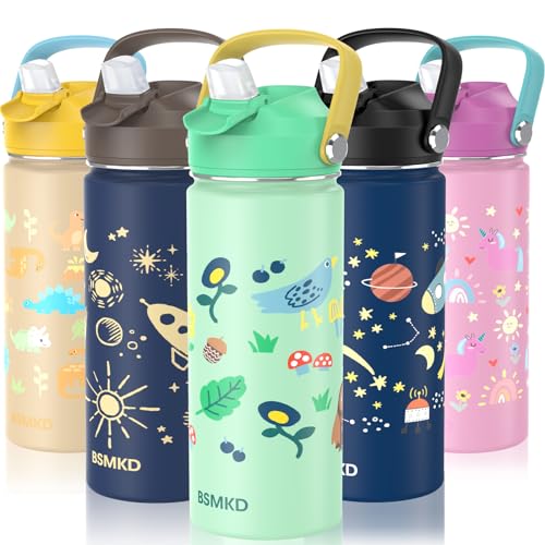 La mejor comparación de koblez los mejores 10. 48 BSMKD Botella de Agua para Niños, Botella de Acero Inoxidable para Niños y Niñas, 18oz Termo de Agua Aislada Reutilizable con 2 Pajitas, 100% A Prueba de Fugas, para Escuela...