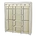 SONGMICS Portable Clothes Closet Non-woven Fabric Wardrobe Double Rod Storage Organizer Beige 59-Inch URYG12M